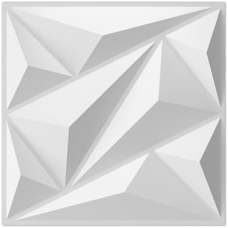 AMIGO 33 Pieces of 3D Diamond PVC Wall Panels for Interior wall Decoration, Suitable for Living Rooms, bedrooms, Hotels, and Offices. Matte White Finish, Measuring 12×12 inches. by Unknown