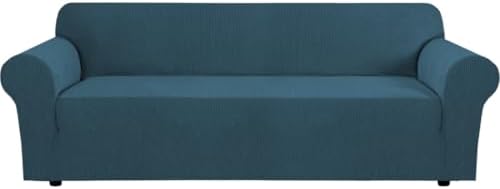 H.VERSAILTEX Stretch Sofa Covers 4 Seater Sofa Slipcovers for Living Room Feature Thick Checked Jacquard Fabric with Elastic Bottom, Sofa X-Large - Deep Teal by HVERSAILTEX