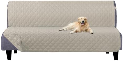 U-NICE HOME Futon Sofa Covers 68''Armless Couch Cover, Beige/Beige by U-NICEHOME
