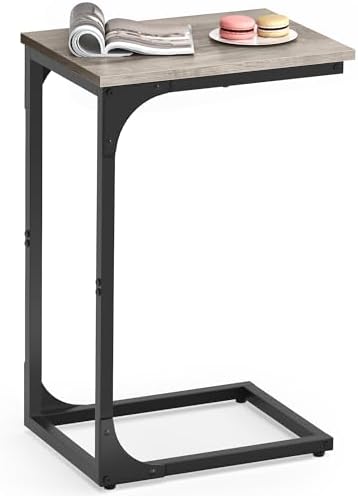 VASAGLE C-Shaped End Table, Small Sofa Side Table with Metal Frame by Unknown