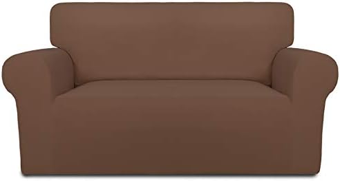 PureFit Stretch Loveseat Covers Fleece Couch Covers for Sofa Brown by PureFit