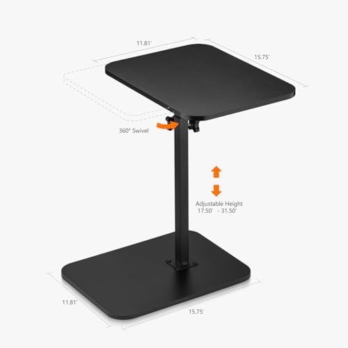 ZEAPTAC Portable TV Tray Table, End Table Adjustable Height 360° Swivel, Side Table for Couch, Sofa, Bed, Chair, Living Room - Black - Image 3