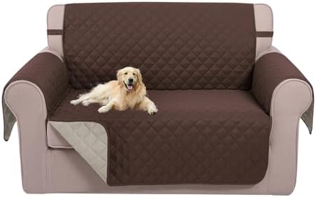U-NICE HOME Loveseat Sofa Cover for 2 Cushion Couch, Coffee/Beige by U-NICEHOME