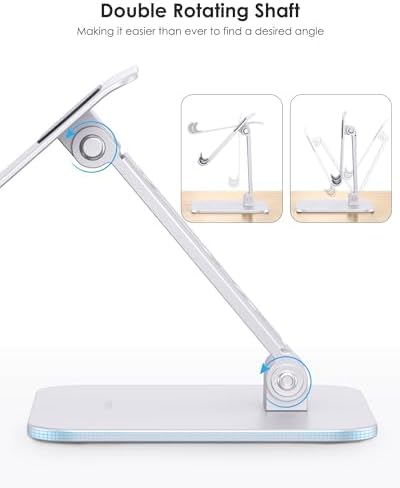 OMOTON T5 Foldable Tablet Stand, Heavy Adjustable Holder for iPad, Silver - Image 3