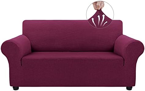Asnomy Stretch Couch Covers Washable, loveseat Cover Slipcovers,Wine Red by Asnomy