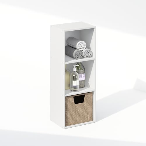 Furinno Reed Closet Organizers and Storage, 3-Tier Closet Organizer, Open Shelf Closet Storage, for Wardrobe, Bedroom, Living Room, White - Image 3