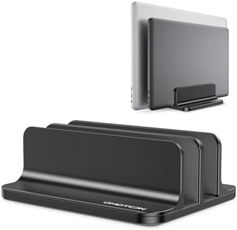 OMOTON Dual Vertical Desk Laptop Stand Holder, Fits MacBook Air/Pro, Black by OMOTON