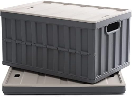 Citylife 64L Collapsible Storage Bins with Lids Plastic Storage Containers for Organizing Stackable Storage Box Large Heavy Duty Utility Crates, 2 Packs by CITYLIFEHomeOrganization