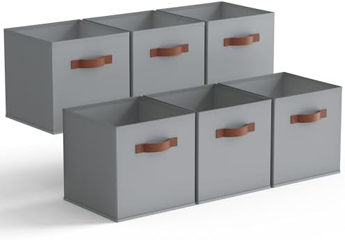 GRANNY SAYS 11 Inch Cube Storage Bins, 6-Pack Fabric Storage Bins, Grey by GRANNYSAYS