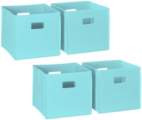 RiverRidge Folding Storage Bins - 4-pack of 10in Tall Aqua Cubes by RiverRidgeHome