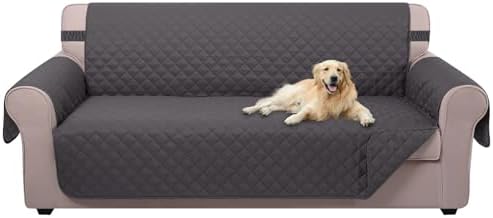 U-NICE HOME 4 Seater Sofa Cover 91''Large Couch Cover, Dark Grey by U-NICEHOME
