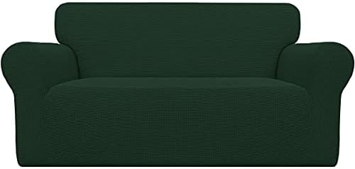 Easy-Going Stretch Loveseat Couch Covers Washable Dark Green by Easy-Going