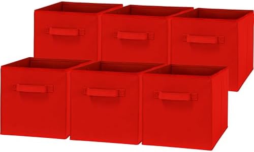 Simple Houseware 11-Inch Foldable Cube Storage Bins, Red, 6-Pack by SimpleHouseware