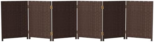 Red Lantern 2 ft. Short Woven Fiber Folding Screen - 6 Panel - Dark Mocha by RedLantern