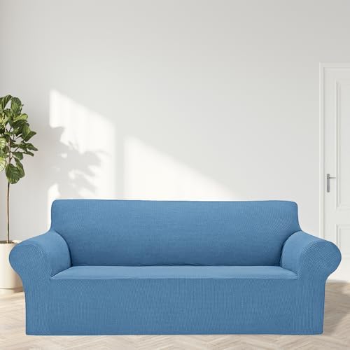 Cupuamon 2026 New Stretch Oversized Sofa Slipcovers Couch Sofa Cover for 4 Seater Furniture Protector Covers with Elastic Bottom Jacquard Fabric Small Checks for Pets, Kids - Riverside - Image 3