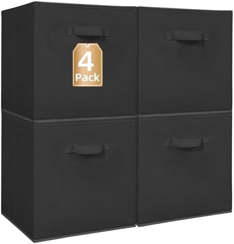 STORAGE MANIAC Storage Cubes, 13 Inch 4 Pack Collapsible Fabric Shelf Bins by STORAGEMANIAC
