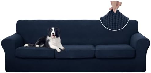 U-NICE HOME 4 Pieces Oversized Stretch Couch Cover Slipcover, Navy by U-NICEHOME