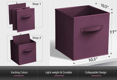 Sorbus Fabric Storage Cubes, 8 Pack, with Handles (Purple) - Image 5