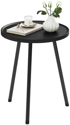 Round Side Table, Small End Table, Drink Table for Couch, Mini Tea Table for Sofa, Modern Accent Nightstand for Small Space, Living Room Bedroom LET521BK - Image 6