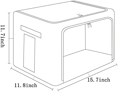 FHSQX 2 Pack Clear Window Storage Bins - Large Stackable Linen Fabric Storage for Clothes Foldable Container Organizer Set with Carrying Handles (Light Gray, 15.7x 11.8x 11.7 Inch) - Image 5