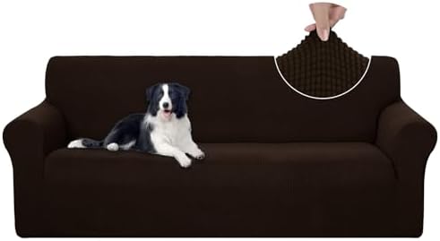 U-NICE HOME Stretch Couch Cover Slipcover for 3 Cushion Sofa, Chocolate by U-NICEHOME