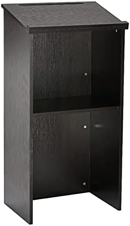 AdirOffice Wooden Podium with Storage Shelf - Speaking Lectern, Hostess Station for Restaurant, 46.25 Inches, Black by AdirOffice