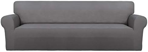 PureFit Stretch Couch Covers for Sofa 4 Seater Slipcovers Light Gray by PureFit