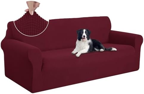 U-NICE HOME Oversized Stretch Couch Cover Slipcover, Burgundy by U-NICEHOME