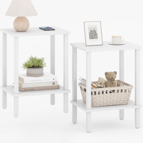 TUTOTAK End Table, Set of 2, Side Table, Nightstand, 2-Tier Storage Shelf by ChoosetutotakFurnitureBuildYourCozyHome