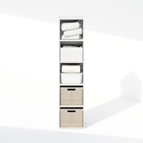 Furinno Reed Closet Organizers and Storage, 5-Tier Closet Organizer, Open Shelf Closet Storage, for Wardrobe, Bedroom, Living Room, White - Image 7