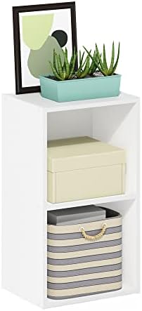 Furinno PASIR Book Shelf, 2-Tier Modern Bookshelf, Open Shelves Bookcase 9 x 12 x 21, Easy Assembly, for Living Room, Bedroom, Home Office, White by Furinno-FitsYourSpaceFitsYourBudget