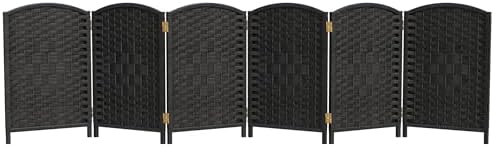 Red Lantern 2 ft. Short Diamond Weave Fiber Folding Screen - Black - 6 Panel by RedLantern
