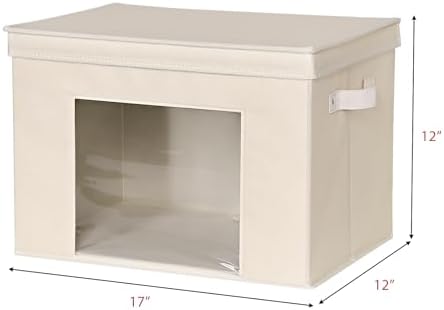 Univivi Fabric Storage Bins with Lids for Closet, 4 Pack, Beige - Image 2