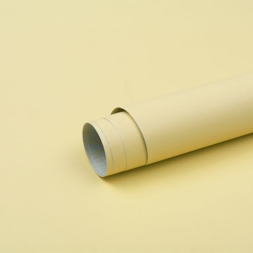 15.7"x394" Yellow Wallpaper Solid Color Yellow Contact Paper Removable Wallpaper Peel and Stick Renter Friendly Wallpaper for Bedroom Bathroom Wallpaper Self Adhesive Shelf Liner Matte by Micpolo