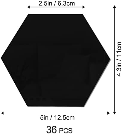 RW-103 36 PCS Acrylic Mirror Wall Stickers Hexagon Mirror Wall Decals DIY Removable 3D Geometric Hexagon Mirror Art Setting Wall Decor for Bedroom Living Room Office Kitchen Home Decoration (Black) - Image 2