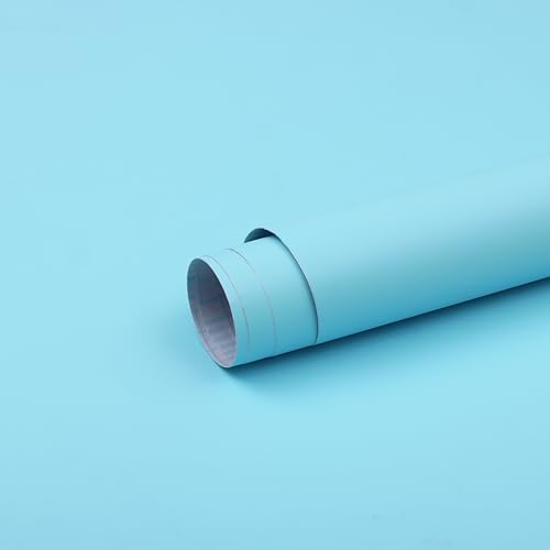 15.7"x197" Blue Peel and Stick Wallpaper for Bedroom Blue Contact Paper Peel and Stick Wallpaper Light for Bathroom Removable Vinyl Self Adhesive Matte by Micpolo