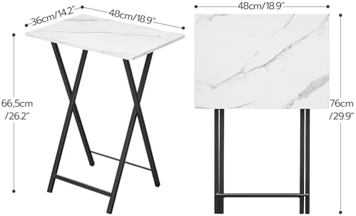 HOOBRO Folding TV Tray Tables, Set of 2 Stable Snack Table for Small Space, Portable Sofa Side Table, Easy Assembly and Storage, Ideal for Snacks and Meals in Living Room, Marble and Black BW25BZ01 - Image 3