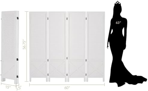 Wnutrees 4 Panel Pegboard Display,5 Ft Folding Privacy Screen Room Divider - Image 4