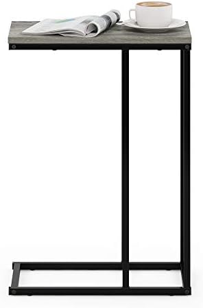 Furinno CAMNUS C-Shape Metal Frame Side Table, French Oak Grey - Image 4