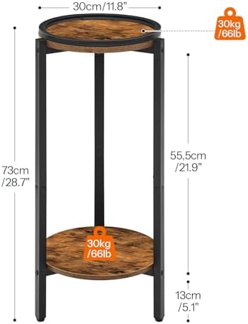 HOOBRO Small Round Side Table, 2-Tier Circle End Table for Small Space - Image 3