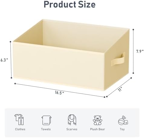 DIMJ Large Closet Storage Bins 8 Pack - Fabric Trapezoid Closet Organizer Bin, Foldable Storage Baskets for Shelves, Closet Shelf Organizer, Clothing Storage Box for Toys, Books, Towel, Clothes, Beige - Image 2