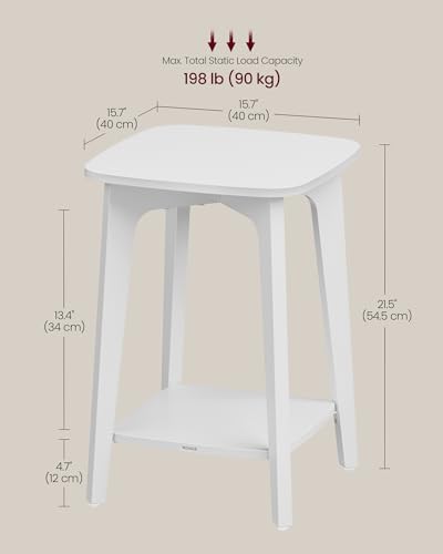 VASAGLE Side Table, 2-Tier Small Square End Table, Nightstand - Image 3
