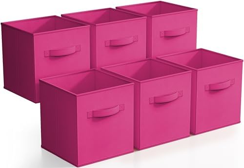 Sorbus Fabric Storage Cubes, 6-Pack Foldable Bins (11 Inch, Pink) by Sorbus