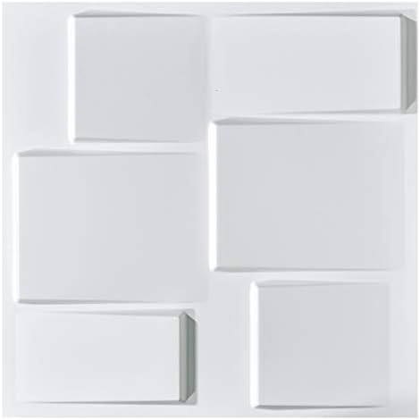 Art3d 19.7" x 19.7" (Pack of 12) Wall Panel Rectangle, White by Art3d