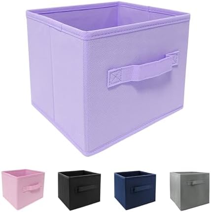 EBIGIC Purple Cube Storage Bins 9.0"x7.5"x7.5" Mini Size Fabirc Foldable Closet Toy Organizer Collapsible Cloth by EBIGIC