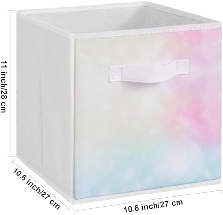 Stero Fabric Storage Cubes, 6 Pack Foldable Storage Bins with Handle, 11 Inch Box for Shelves, Closet, Organizer, Tie-dye Pink - Image 2
