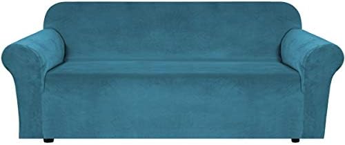 H.VERSAILTEX Stretch Velvet Sofa Covers Large Couch Covers Sofa Slipcovers Furniture Protector Soft with Non Slip Elastic Bottom, Feature Thick Comfy Rich Velour (XL Sofa, 98"-105", Peacock Blue) by HVERSAILTEX