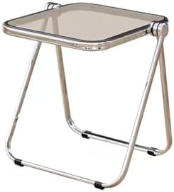 16.2"×14.1" Acrylic Folding Side Table, Portable Lightweight End Table, Sturdy Metal Frame and No Assembly Required, Space-Saving Design for Living Room, Bedroom and Small Room, Grey by HYYTEIBL