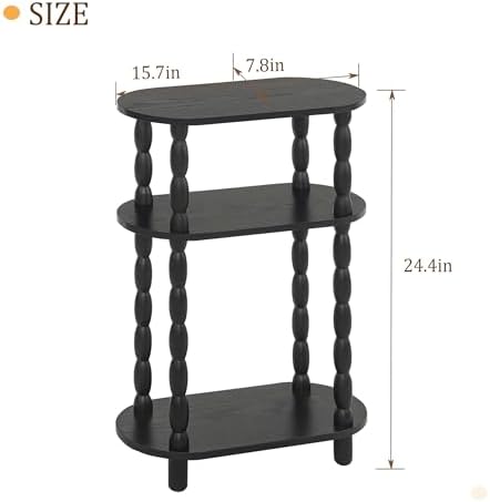 MaxSmeo Small Narrow Side Table, 3-Tier Narrow Black End Table with Storage - Image 2