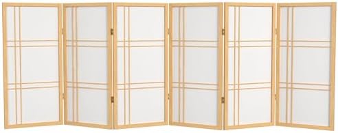 3 ft. Short Double Cross Shoji Screen - Natural - 6 Panels by RedLantern